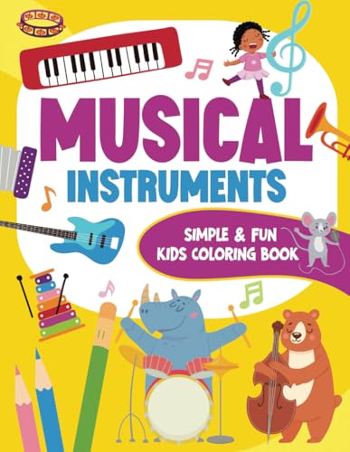 Musical Instruments: A Simple & Fun Kids Coloring Book: 25 Unique Illustrations With Blank Backs image 2