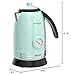 Nostalgia Retro Stainless Steel Electric Tea And Water Kettle, 1.7 Liters, Auto-Shut Off & Boil-Dry Protection, Water Level Indicator Window, Aqua