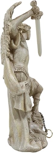 Miniatura 5 de Ebros - Figura coleccionable de San Miguel con acabado marfil con estatua de Lucifer encadenada de 5 pulgadas de alto, el guerrero protector general