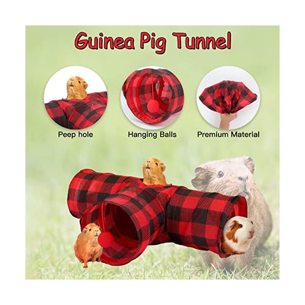 Yuepet guinea pig tunnel and tube collapsible 3 way guinea pig hideout with plaid classic style, small animal tunnel for guinea pig ferret hamster chinchilla - image 4