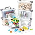 Citylife 6 Packs 6 QT Storage Bins with Lids Clear Plastic Bins with Grey Handle Stackable Storage Containers for Organizing