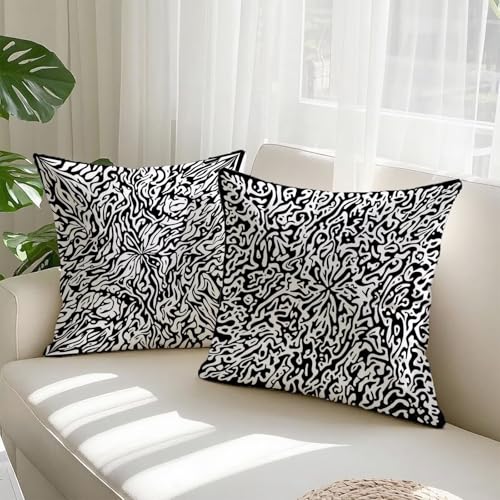Housse coussin imperméable 60x60 géométrique noir fermeture invisible - 3