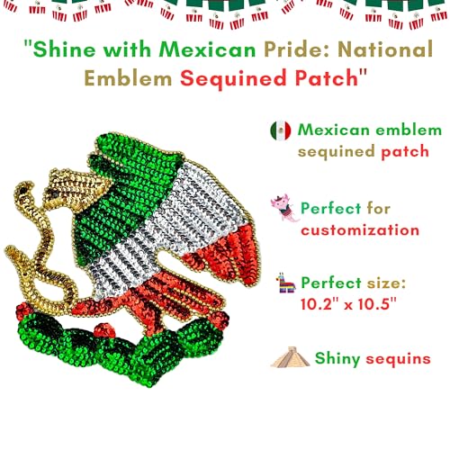 Patch à paillettes aigle mexicain thermocollant pour customiser veste et sac - 3