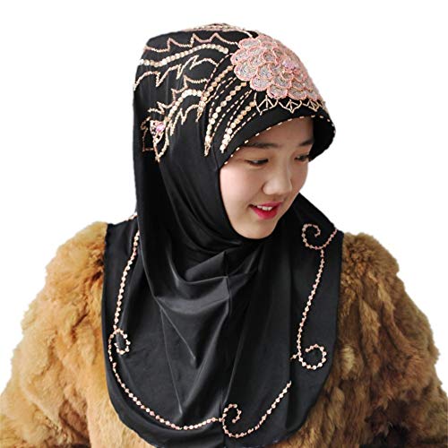 Hijab musulman BaronHong pour femme avec pivoine perlée au quotidien
