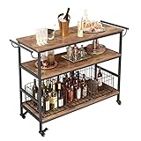 Ampio spazio di lavoro: dimensioni: 115 cm x 40 cm x 80 cm, questo carrello da cucina viene fornito con ripiani a 3 ripiani, offre ampio spazio per riporre stoviglie, vini e utensili da cucina. Due maniglie in metallo su entrambi i lati potrebbero essere utilizzate come portasciugamani o per spingere questo carrello.