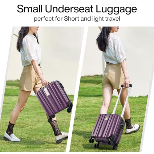 Image of Hanke 14 Inch Underseat Carry On Luggage with Wheels Hard Shell Suitcases Lightweight Small Luggage for Weekender Mini Suitcase Carry On Bag Travel Luggage for Travel Rolling Suitcase.(Purple)