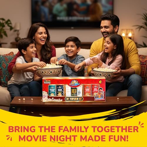 Image of Time Out Popcorn DIY Gift Hamper Kit, Popcorn Kernels (Maize) 400g with 4 seasoning Mexican Cheese, Spicy Cheese, Sour Cream Onion & Popcorn Masala