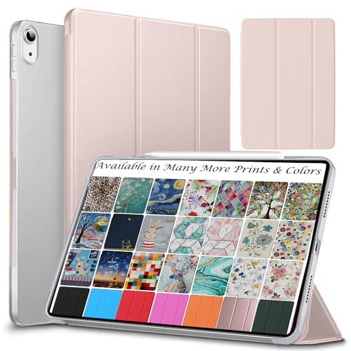 Image of DuraSafe Cases for for iPad PRO 10.5 Air 3 [ PRO 10.5 Inch Air 3rd Gen ] A1701 A1709 A1852 A2152 A2123 A2153 A2154 Trifold Printed Hard Smart PC Transparent Back Cover - Light Pink
