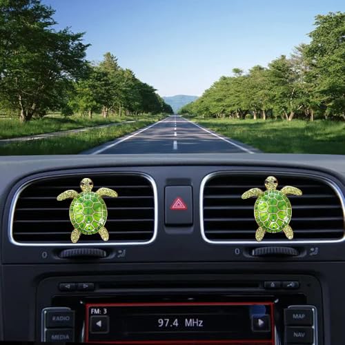 Image of Car Air Freshener Women Car Vent Clips Decorations 2 PCS Cute Sea Turtles Car Interior Accessories Car Vent Diffuser (Green Sea Turtle, 1.6 inch)