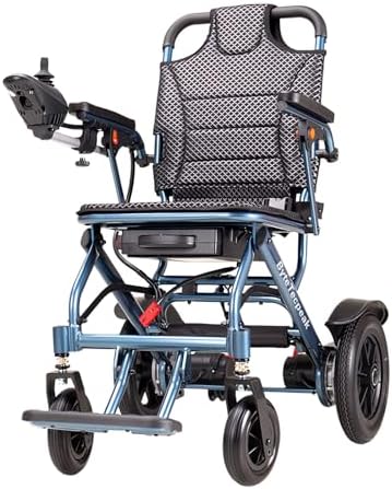 D04 - Silla de ruedas eléctrica plegable azul con batería de liti...
