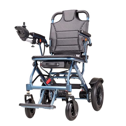 ByteTecpeak D04 Foldable Electric Wheelchair with Removable 10Ah Lithium Battery, 500W Motor, 20km Range, 150kg Capacity Easy to Transport and Store