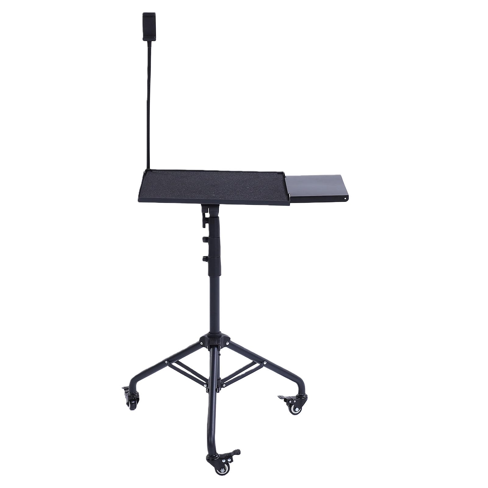 Supporto per Laptop Regolabile in Altezza 28-51,2 Pollici, 3 Ruote Silenziose, Vassoio Staccabile per Mouse, Supporto per Telefono 360° per Ufficio e Casa