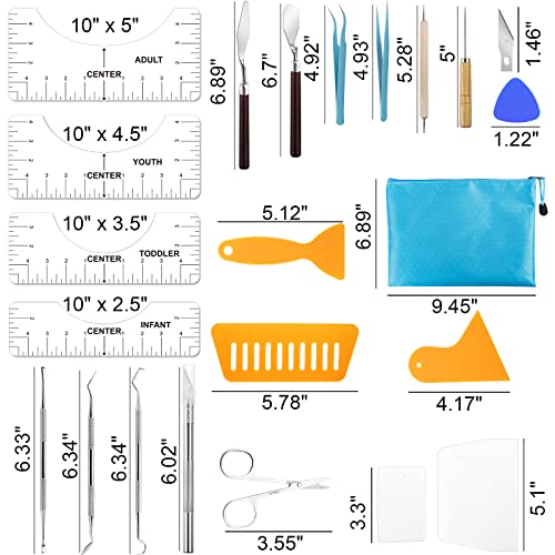 33pcs Vinyl Weeding Tools with T-Shirt Ruler Guide, Craft Tools Set for DIY Heat Transfer Printing, Weeding Vinyl, Scrapbooking, Lettering, Cutting, Splicing. - Image 2
