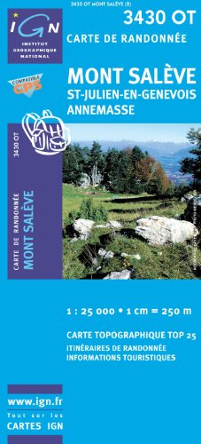 Top25 3430OT ~ Mont Saleve, St~Julien~en~Genevois, Annemasse Wanderkarte mit einem kostenlosen Maßstabslineal