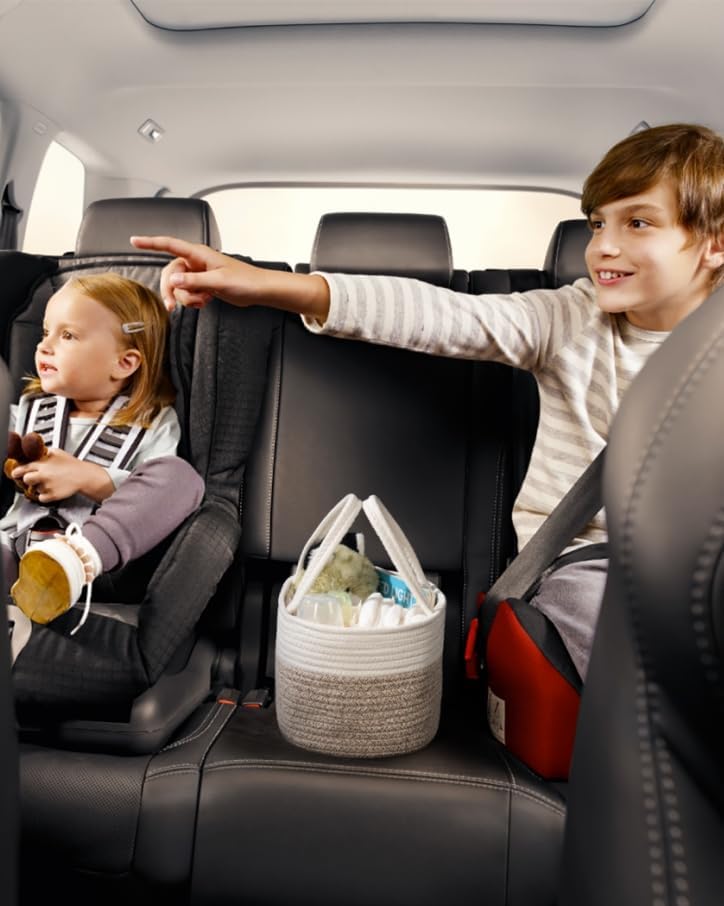 Miniatura 5 de Organizador de pañales, cesta de regalo vacía para artículos esenciales para recién nacidos, cesta de almacenamiento de bebé, elegante bolsa de