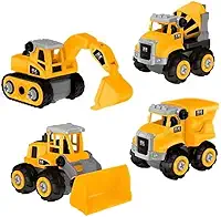 Conjunto de Carrinhos Tratores Caminhoes Construcao Resgate Montar Educativos Friccao Roda Livre (Kit Construcao de Montar 4 Tratores)