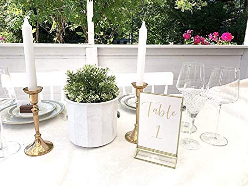 Uniqooo Acrylic Sign Holders With Golden Border, Portrait View, Pack Of 6 | 4X6 Inches Double Sided Clear Frame, Perfect For Wedding Reception, Centerpiece, Decoration, Party,Anniversary, Event #TOP6