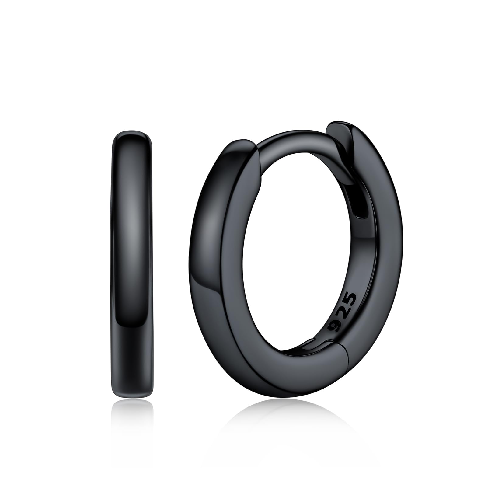 Silvora Orecchini Uomo Cerchio Argento 925, Orecchini Donna Argento Nero Oro Rosa, 6-20mm Orecchino a Cerchio Piccoli
