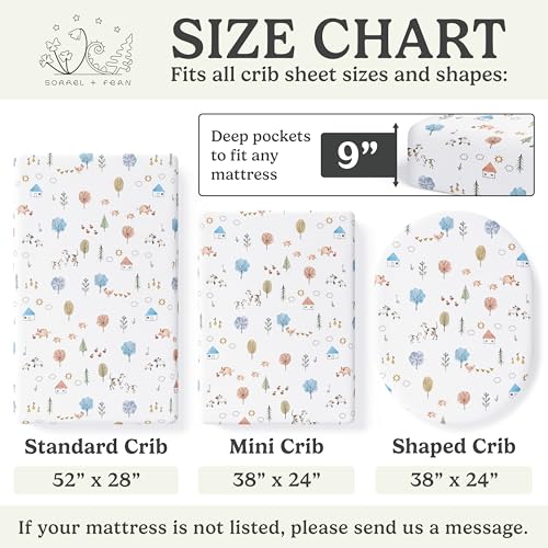 Image of Crib Sheets Neutral - Fitted Baby Crib Sheets Bed for Girl Boy - 2 Pack Standard & Toddler Mattress (Farm Animals) - Buttery Soft Organic Cotton Blend