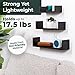 Greenco Set of 3 Floating “U” Shelves, Easy-to-Assemble Floating Wall Mount Shelves for Bedrooms and Living Rooms, Espresso Finish
