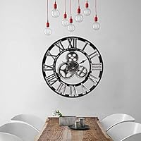 歯車　壁掛け時計　ゴールド Amazon.co.jp: 歯車付き金属製壁掛け時計、ローマ数字の工業用リアルな