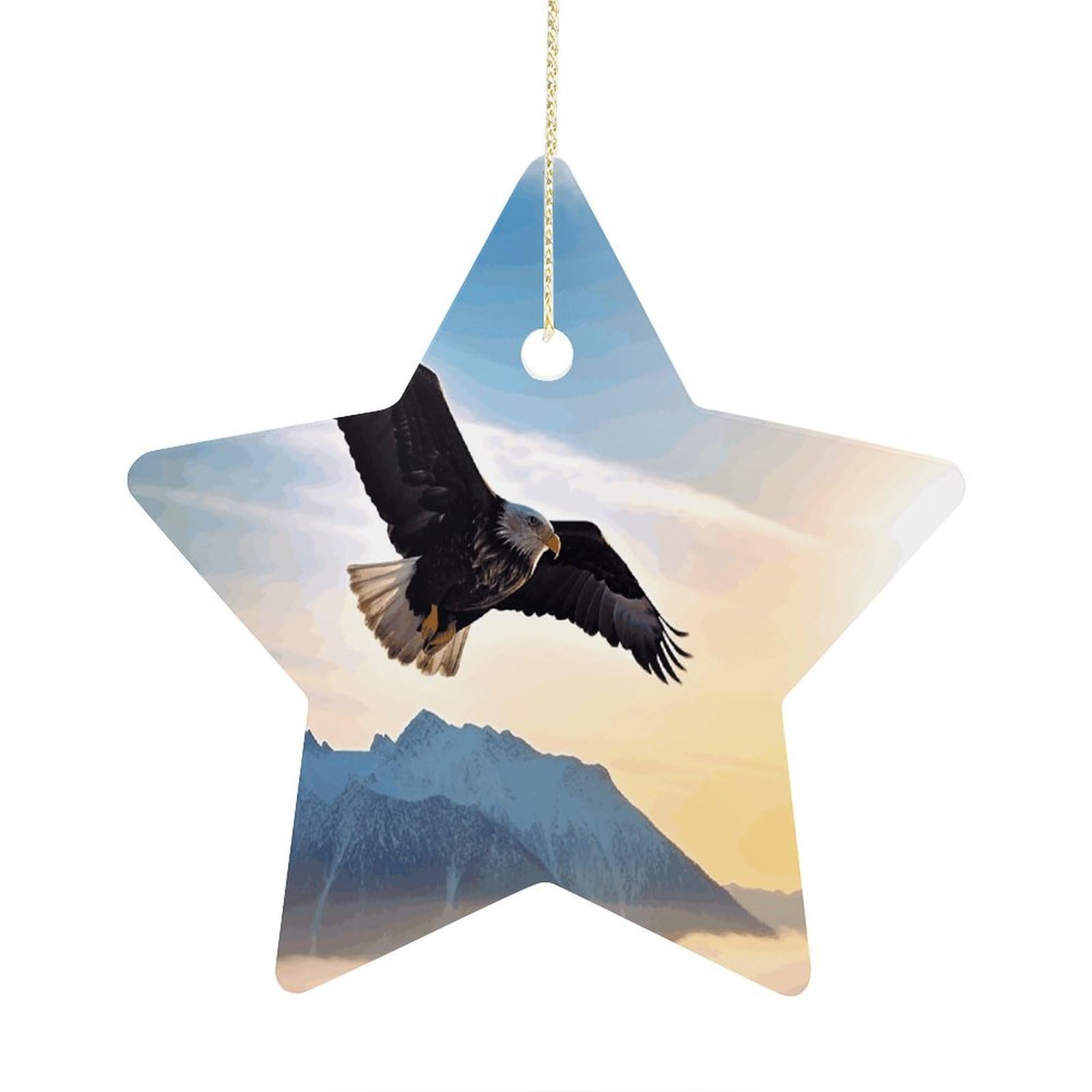 Fodpand Women's Style Eagle Mountains Ornament With String, Keepsake Hanging Decorations,Ceramic Ornaments For Men Indoor Home Holiday Party Gifts
