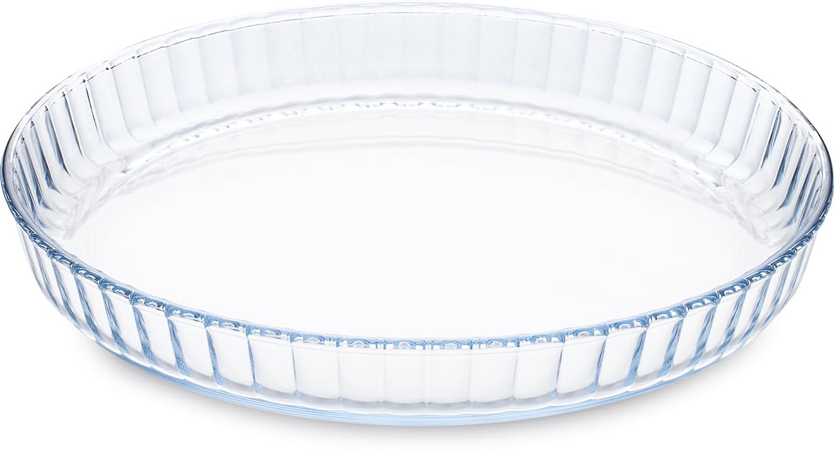 Guardini, Moule à tarte, en verre borosilicaté, résistant aux chocs thermiques, Ø 27 cm - 1,6 L, transparent/bleu