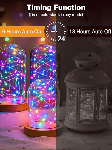 Image of 6Pack Fairy Lights with Timer, 7ft 20 LED Twinkle Light Battery Operated 3 Modes, Mini String Lights for Christmas Trees Wreath Party DIY Mason Jars Bottles Decor, Multi-Colored