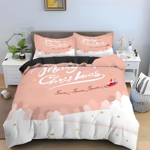 Housse de couette 200x200 Noël traîneau ensemble de lit zippé - 2
