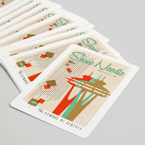 Baraja de poker con diseño The Space Needle, 52 cartas miniatura 5