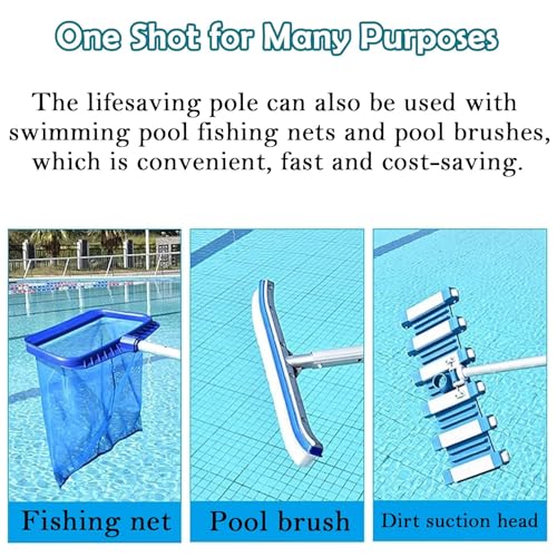 Crochet de sécurité piscine en aluminium 1m avec perche