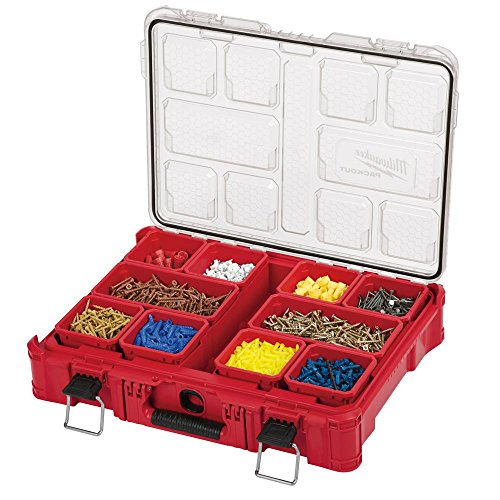 Milwaukee PACKOUT 11-Compartment Small Parts Organizer, Versatile and Durable Modular Storage Syatem, Impact Resistant and Weather Sealed with Heavy Duty Latches and Reinforced Hinge