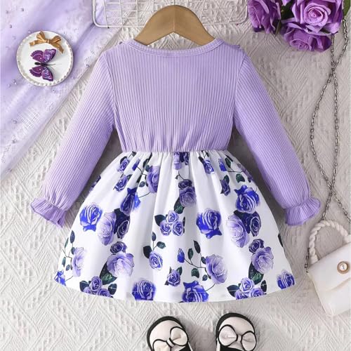 Image of Buy & Try Berry Lycra Girls Printed Frock, Full Sleeve, Soft Stretchable Fabric, Comfortable Party & Casual Wear Dress for Kids