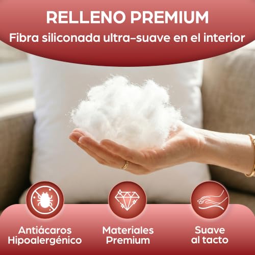 Miniatura 4 de Flowen Almohadas Para Cama 65x65 2 Unidades Relleno Cojin Hipoalergénico Antiácaros Y Suave Cuadrado Para Hogar Con Funda De Almohada Acolchada Blanco Extraíble Y Lavable