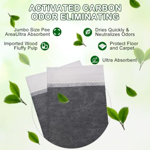 Image of Extra Large 31 inchx47 inch 40 Pcs Odor-Control Super Absorbency Charcoal Pee Pads for Dogs & Cats - Leak-Proof Thicken Disposable Potty Pads