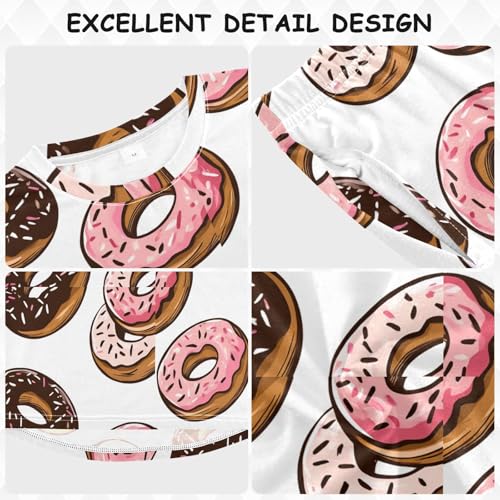 Donut Pattern with Sprinkles Soft Pajama Set for All Seasons,Breathable Pjs Long Sleeve Sleepwear,Comfy Loungewear 2 Piece Underwear Set 5T3