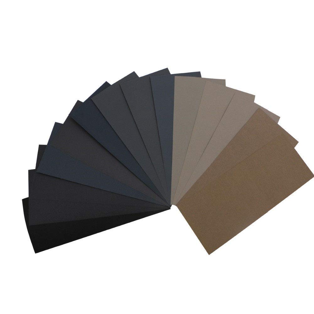 48pcs 9quot;x3.6quot; Papier abrasif sec humide 320 à 10000 grains assortis pour la finition de meubles en bois, le ponçage du métal et le polissage automobile,H