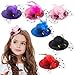 Juvale Mini Tea Party Hats - Clip-On Fascinator Hats for Women & Girls - Feather & Flower Accents for Tea Party Decorations - Pack of 6, 4 in, Multicolor