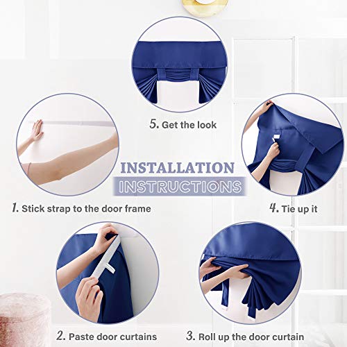 RYB HOME Tricia Blackout French Door Curtain - Room Darkening Window Drape for Patio, Sidelight & Glass Doors, W 26 x L 69, 1 Pc, Navy Blue