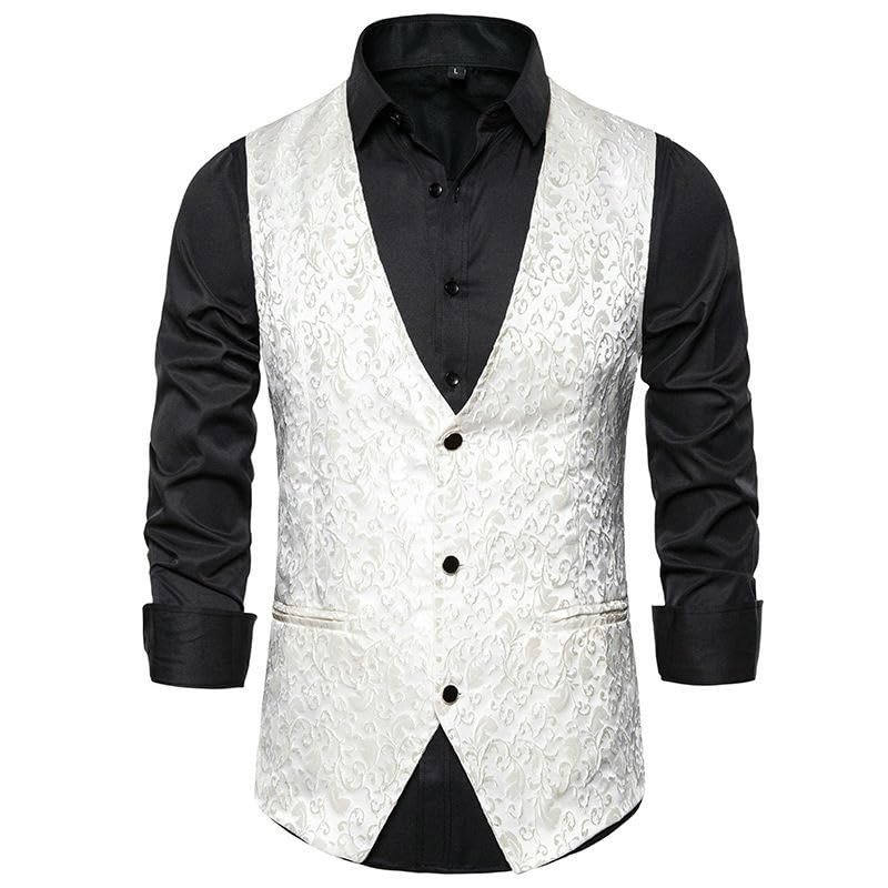 Chaleco jacquard para hombre de confección premium en rojo talla M para actuaciones 5