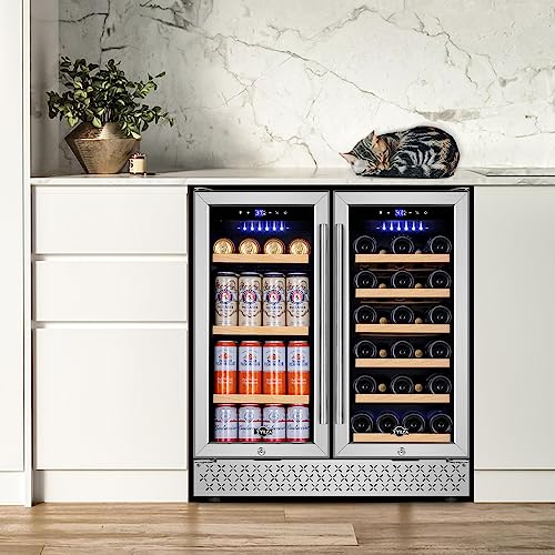 Image of Tylza 30 inch Dual Zone Wine and Beverage Cooler Quiet Compressor | 29B+110C, built-in or free, touch screen, auto-defrost, temp memory, glass+lock, <38dB