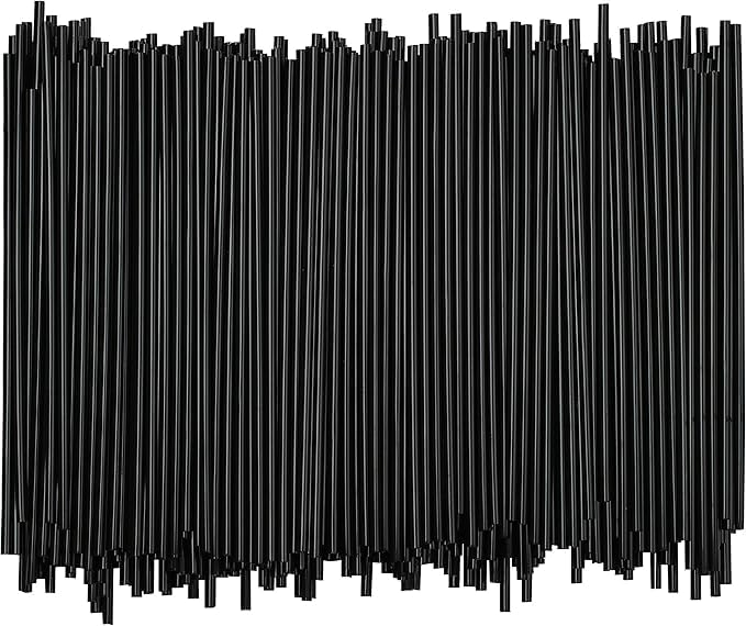 Plastic Coffee Stirrers | Plastic Straws - 5 Inch Coffee Stir Sticks | Cocktail Straws | Disposable Stir Sticks | Disposable Drinking Straws For Coffee & Cocktail (Black, 1000)