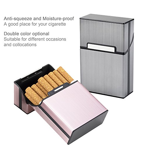 2 x Zigarettenetuis Aluminium Zigarettenbox mit Magnetverschluss Metallzigarettenbox für Zigarettenschachteln Metall Zigarettenbox edler Zigarettenkasten (Grau+Rosagold) 6