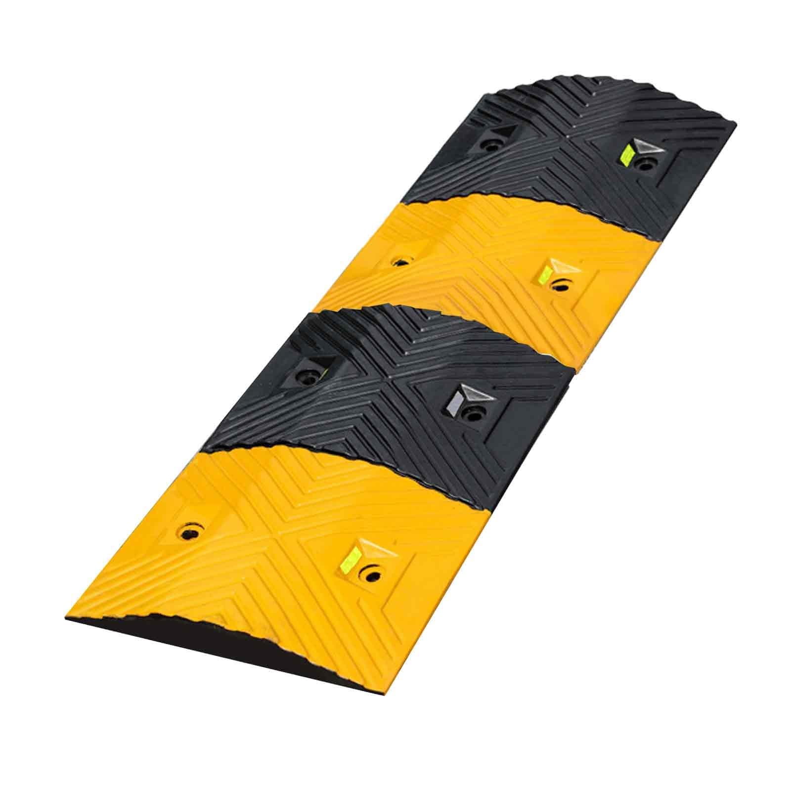 Ralentisseurs en caoutchouc renforcé - Dossards modulaires antidérapants pour allées, routes et garages - Rampes de trottoir jaunes et noires (100 x 35 x 5 cm) - Améliorent la sécurité et la