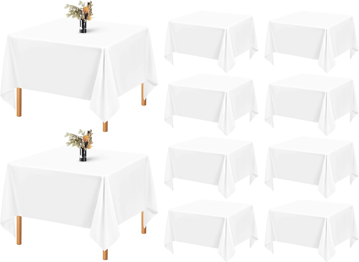 Showgeous 10 Pack Square Tablecloth 52 x 52 Inch White