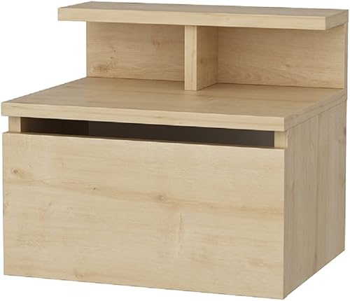 Miniatura 5 de Bosfori Alice - Mesita de noche flotante, mesita de noche montada en la pared, mesita de noche, mesita de noche pequeña y estrecha (roble)