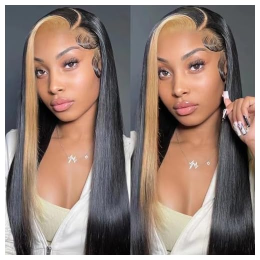 AliBonnie 13x4 Blonde Lace Front Wigs Human Hair Pre Plucked Straight Full Lace Frontal Wig 180 Density 15A Human Hair Wigs for Black Women Honey Blonde Wig Human Hair 24Inch
