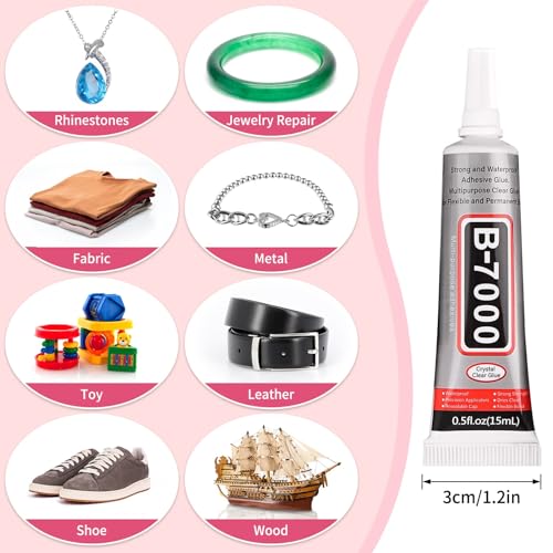 cridoz B7000 Jewelry Glue for Rhinestones,10Pack Flexible Super Glue Gel with Precision Tip Multi Function Clear Gem Glue Fabric Adhesive for Cloth Metal Stone Bead Jewelry Making Wood Glass - Image 6