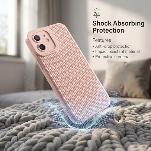 Image of amazon basics Luxury 3D Knitted Texture Soft Silicone Back Cover for iPhone 11 | Slim Fit Shockproof Case with Camera Protection & Non-Slip Grip - Pink