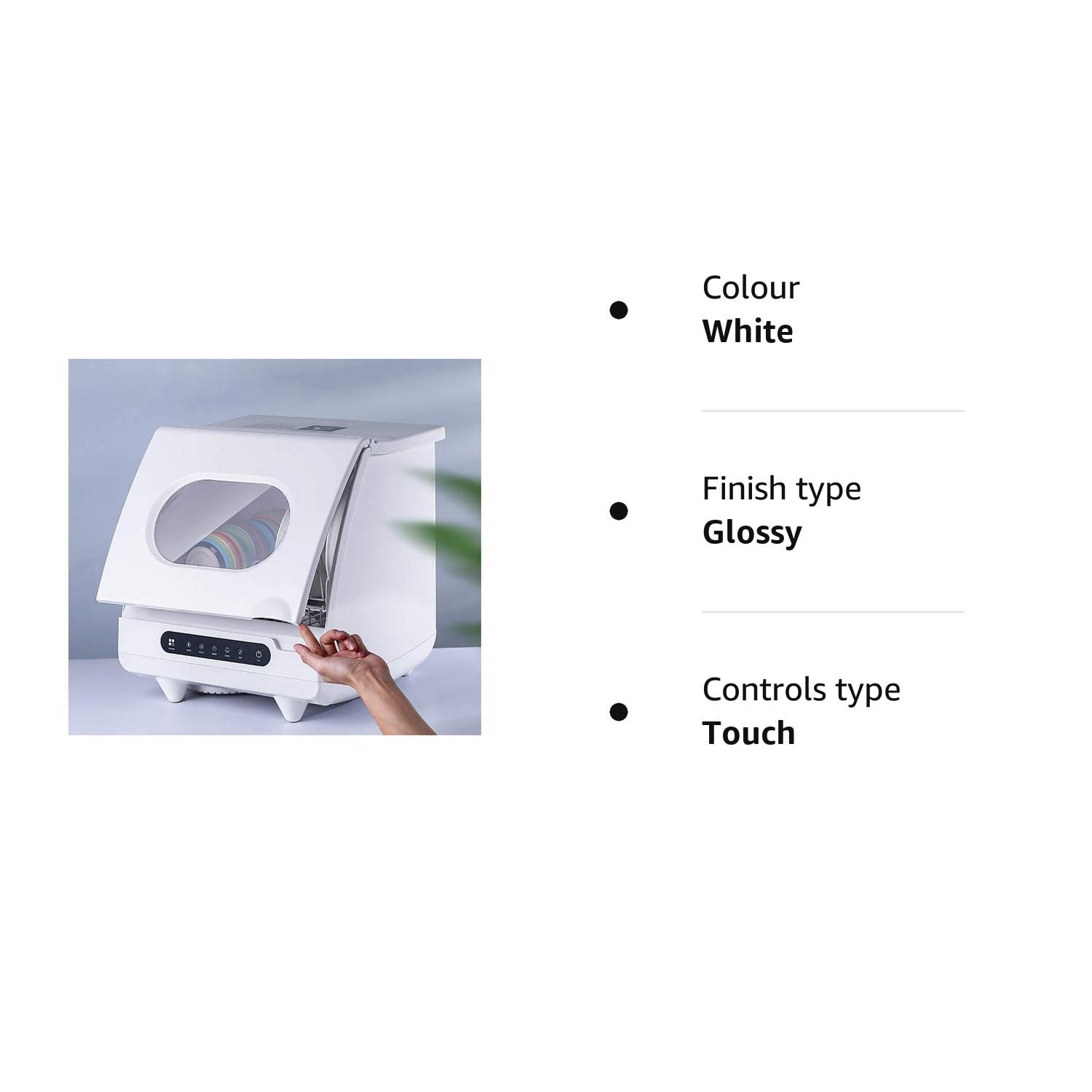 Lavastoviglie da tavolo compatta con pannello touch - 5 programmi, 1 cestello, funzionalità automatica intelligente, consumo 1200w per una pulizia efficiente della casa